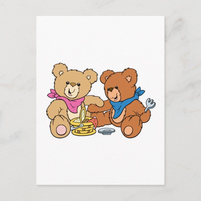 Carte Postale Ours de pique-nique mignons (Devant)