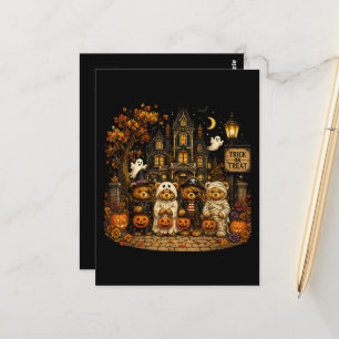 Carte Postale Ours des années 90 Halloween Trick or Treat Vintag