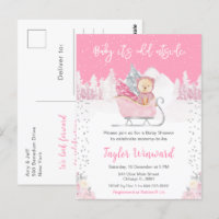 Ours d'hiver Rose Traîneau Baby Shower