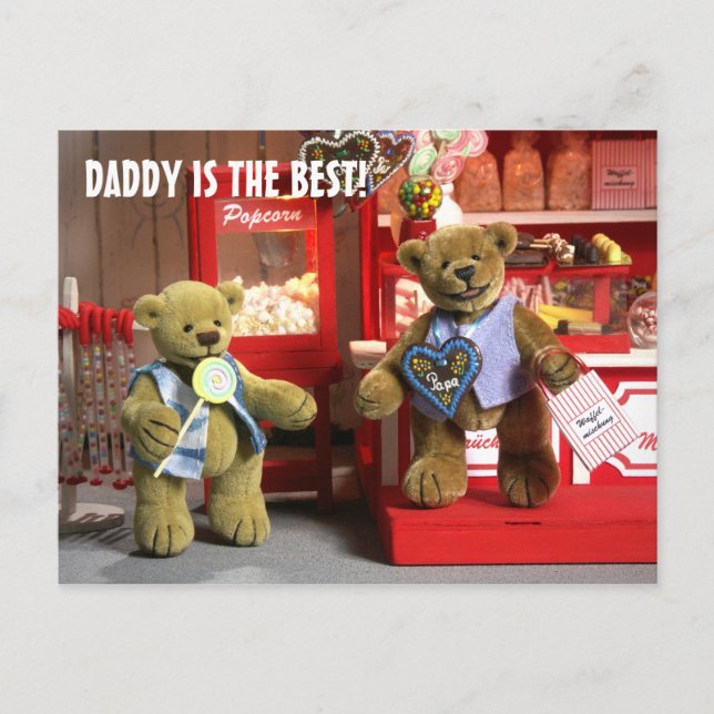 Carte Postale Ours Dinky : Papa est le meilleur ! (Devant)