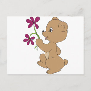 Carte Postale Ours doux Art main tiré bébé Ours Brown Art