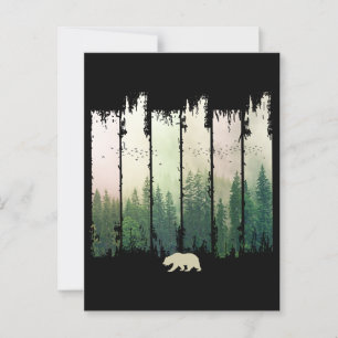 Carte Postale Ours en forêt nature arbres paysage