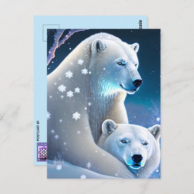 Carte Postale Ours en hiver, Passage (Devant / Derrière)