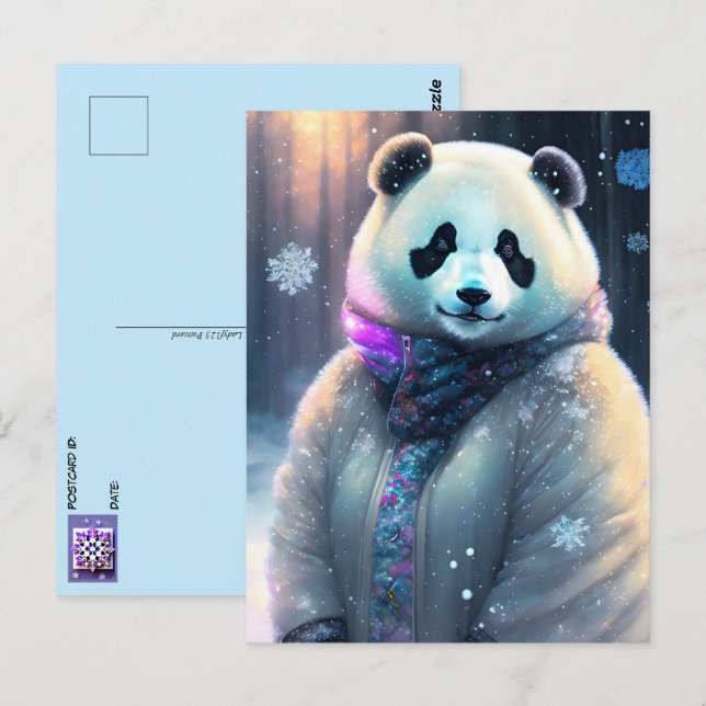 Carte Postale Ours en hiver, Passage (Devant / Derrière)