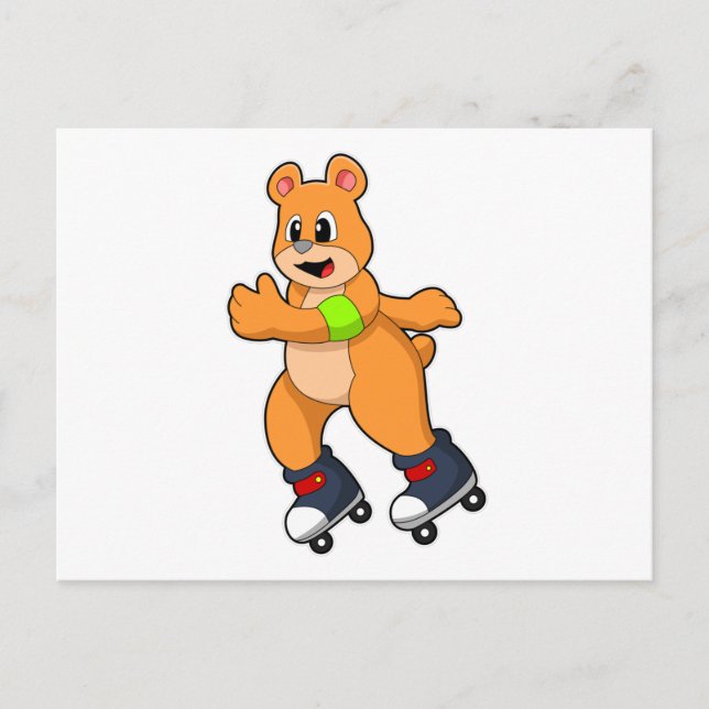 Carte Postale Ours en patineur avec des skates en ligne (Devant)