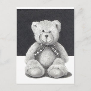 Carte Postale Ours en peluche au crayon