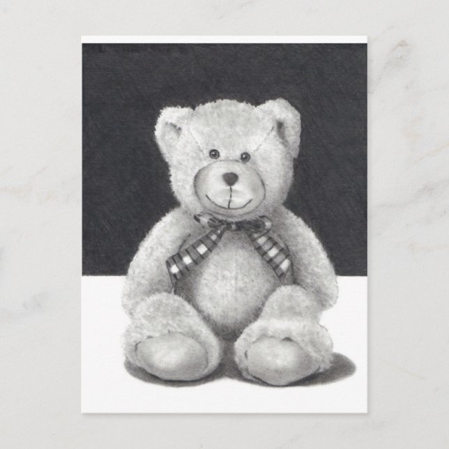 Carte Postale Ours en peluche au crayon (Devant)