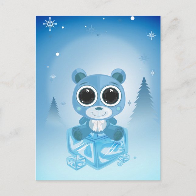Carte Postale Ours en peluche - bleu Cool (Devant)