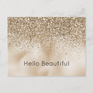 Carte Postale Ours en peluche Brun Glam Or Paillettes