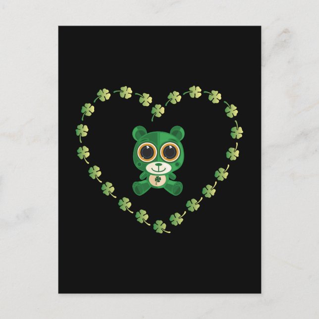 Carte Postale Ours en peluche de la Saint-Patrick (Devant)