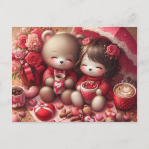 Carte Postale Ours en peluche de la Saint-Valentin