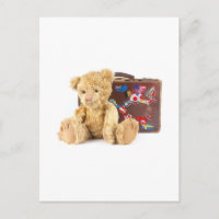 ours en peluche et vieille valise vintage avec les