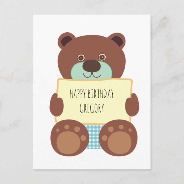 Carte Postale Ours en peluche Joyeux Anniversaire (Devant)