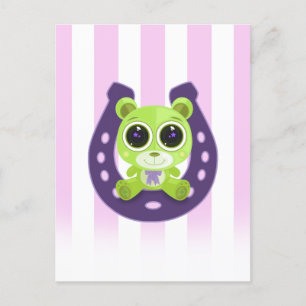 Carte Postale Ours en peluche - Lucky Green
