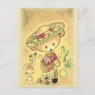 Carte Postale Ours en peluche mexicain en sombrero
