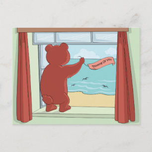Carte Postale Ours en peluche mignon qui pense à toi - Illustrat