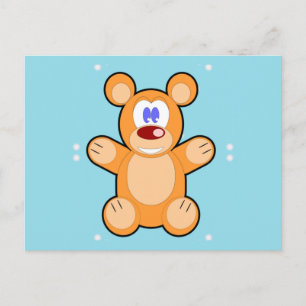 Carte Postale ours en peluche mignon sur bleu