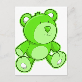 Carte Postale Ours en peluche vert
