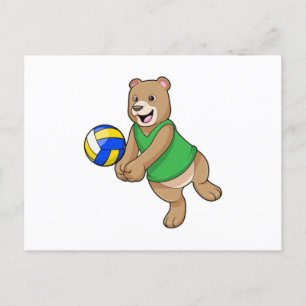 Carte Postale Ours en tant que joueur de volley-ball avec ballon