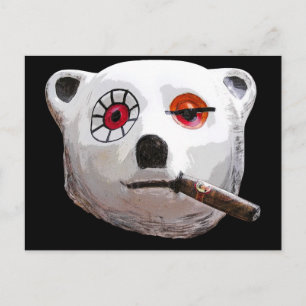 Carte Postale Ours en Teddy Cubain avec Cigar, dos noir