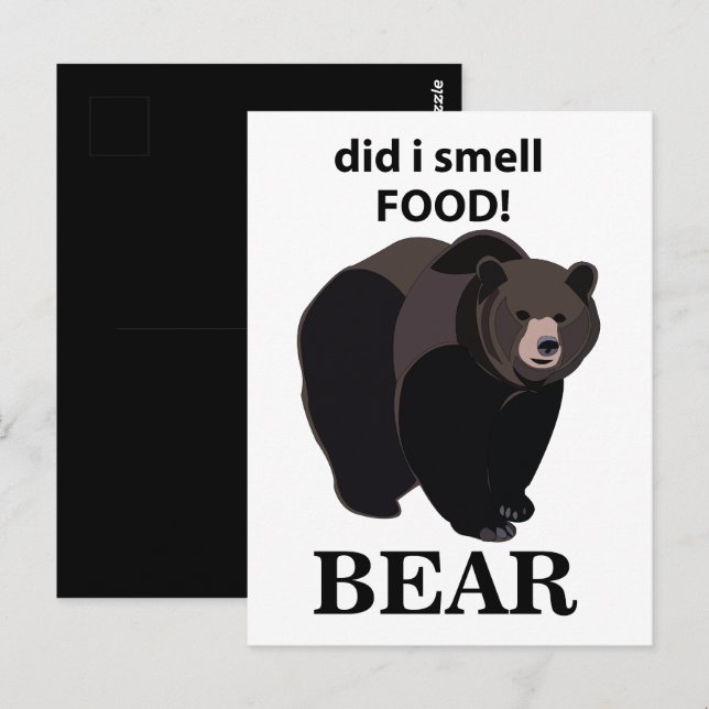 Carte Postale Ours Est-ce que j'ai senti de la nourriture drôle  (Devant / Derrière)