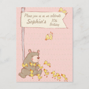 Carte Postale Ours et colliers Enfants Invitation Anniversaire