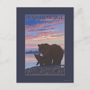 Carte Postale Ours et cub - Anchorage, Alaska