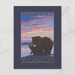 Carte Postale Ours et cub - Anchorage, Alaska