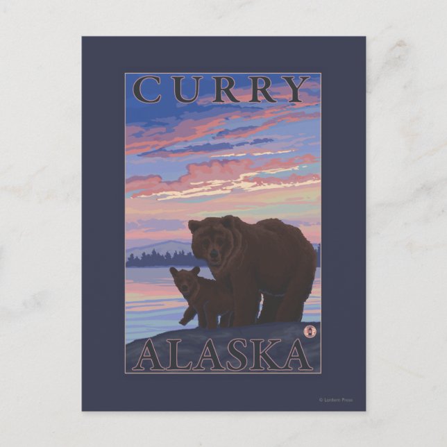 Carte Postale Ours et cub - Curry, Alaska (Devant)