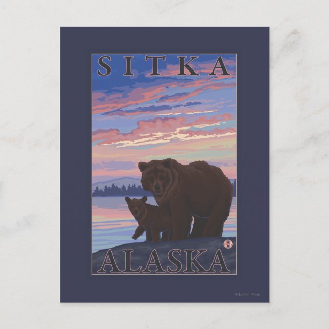 Carte Postale Ours et cub - Sitka, Alaska (Devant)