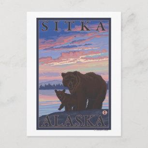 Carte Postale Ours et cub - Sitka, Alaska