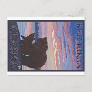 Carte Postale Ours et ourson - Ketchikan, Alaska
