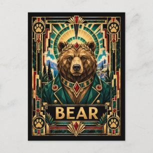 Carte Postale Ours, faune Art déco