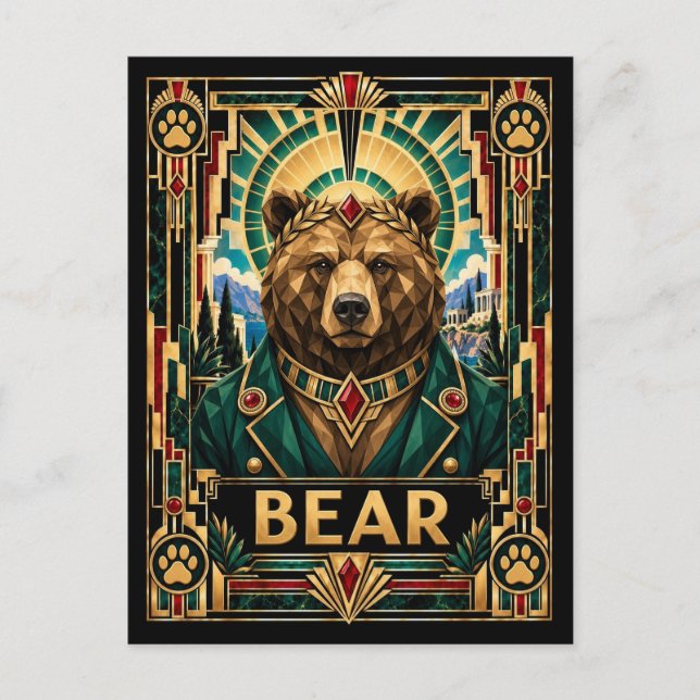 Carte Postale Ours, faune Art déco (Devant)
