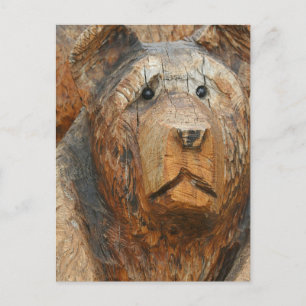 Carte postale ours grizzly en bois sculpté à la tr