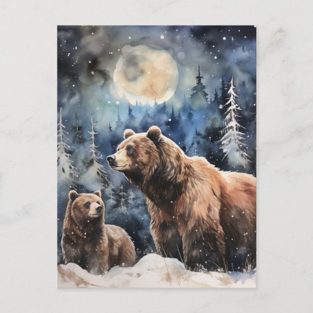 Carte Postale Ours Grizzly et bébé (Devant)