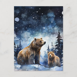 Carte Postale Ours Grizzly et bébé