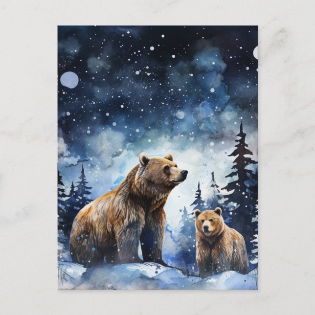 Carte Postale Ours Grizzly et bébé (Devant)