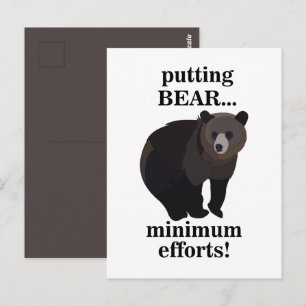 Carte Postale Ours Grizzly Faisant le Minimum d'Efforts Drôle