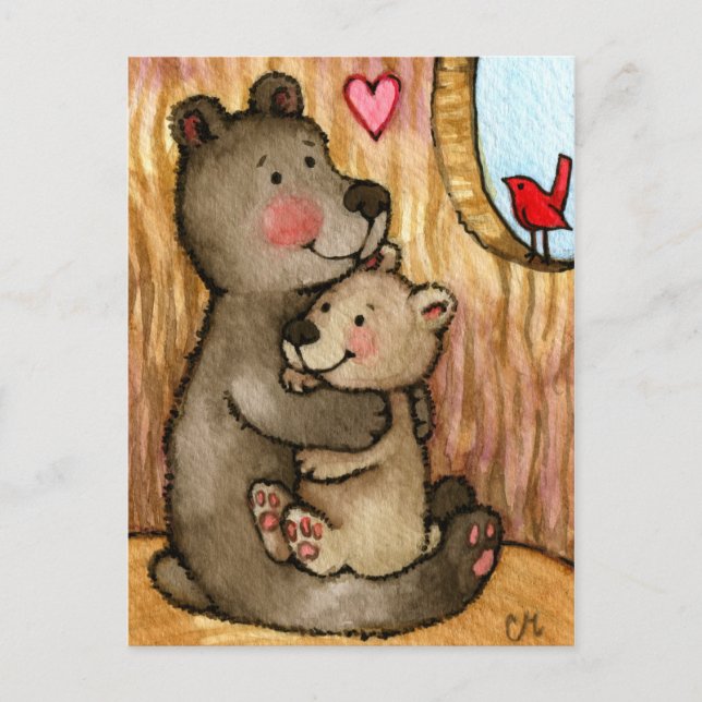 Carte Postale Ours Hugs - Cute Teddy Bear Art (Devant)