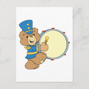 Carte Postale Ours joueur de tambour de la fanfare