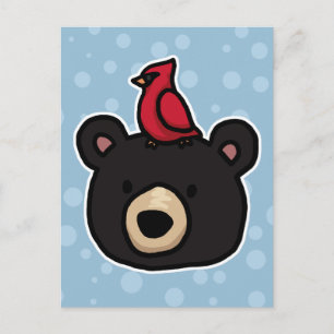 Carte Postale Ours mignon et amical et cardinal