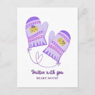 Carte Postale Ours mignons amoureux Mitaines violettes Saint-Val