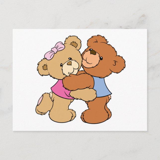 Carte Postale Ours mignons Bisous d'ours (Devant)