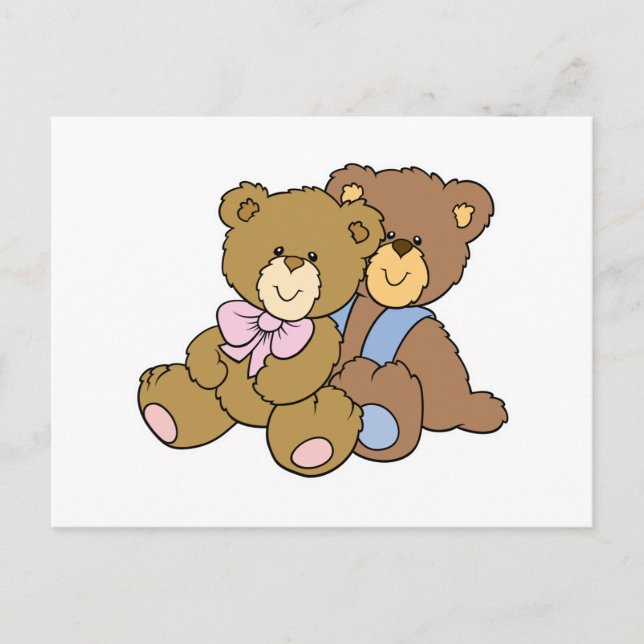 Carte Postale Ours mignons qui s'embrassent (Devant)