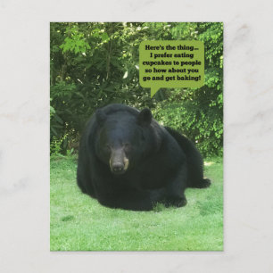 Carte Postale Ours Noir - "Cupcake Cubby"