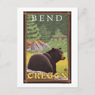 Carte Postale Ours noir en forêt - Pente, Oregon