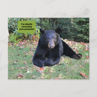 Carte Postale Ours noir - "Je corrige silencieusement ta grammai
