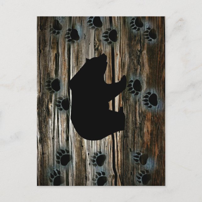 Carte Postale Ours Noir Ours Noir Pattes Bois Rustique (Devant)