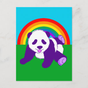Carte Postale Ours Panda arc-en-ciel mignon